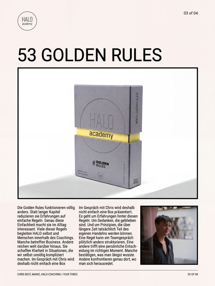 HALO Editorial Chris Best, Seite 3: 53 Golden Rules